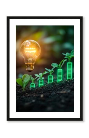 Light bulb and seedlings representing growth and innovation.