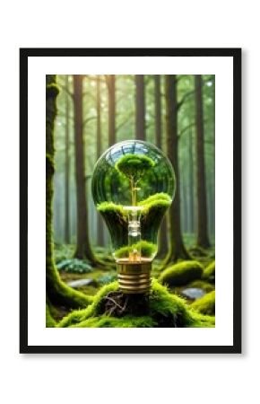 Sustainable Concept of Green Energy Inside a Lush Forest Setting