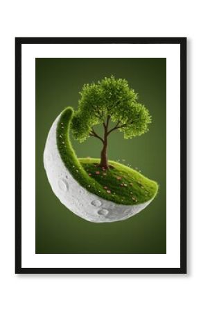 Tree of Life on Lunar Crescent: A Surreal Vision of Nature's Resilience