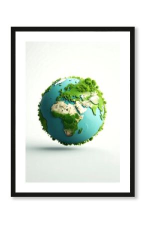 3D Earth globe, lush greenery