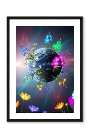 Blooming world a vibrant illustration of nature and planet equilibrium