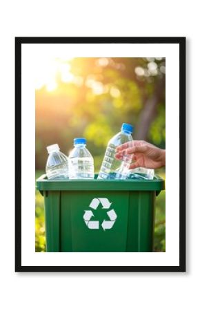 Recycling plastic bottles outdoors