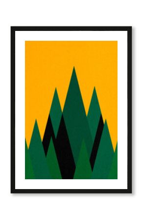 Vintage summer pine forest illustration with textured geometric design