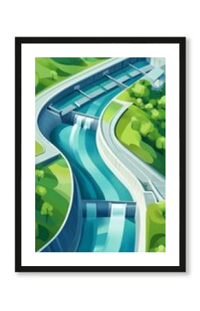 Illustration of hydropower engineering facilities