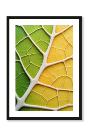 Intricate leaf pattern with vibrant green and yellow hues, AI
