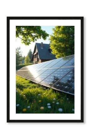 A vertical solar panel installation doubling as a fence, showcasing innovative and cost-effective renewable energy production for sustainable living.