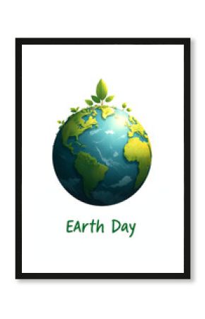 Earth day illustration, concept of ecology and sustainable development our globe with green nature environment, grunge, with white tones