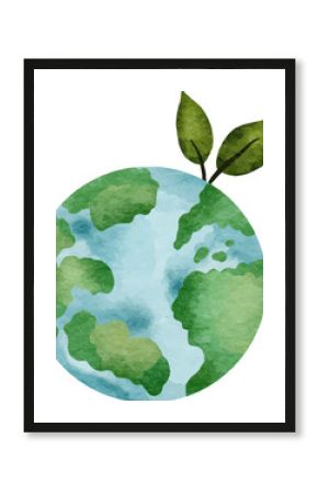 Watercolor Illustration of Earth Day, Sustainable, Zero Waste, Plant,]