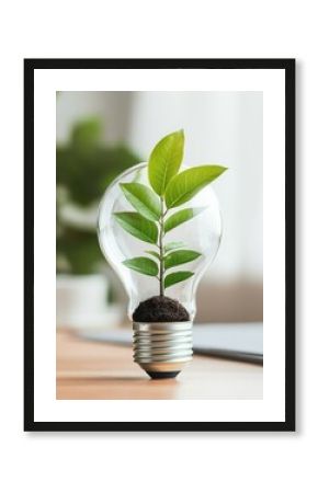startup investment growth ecosystem concept. Light bulb with plant inside