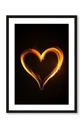 Heart-shaped light streak on a dark background.