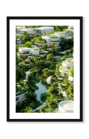 Green houses blend with nature in a futuristic eco-friendly community design