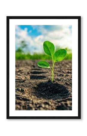 A set of footprints leading to a small sprout