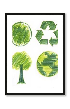 set of ecology icons earth, globe, world planet, map green, ecology  eco, 