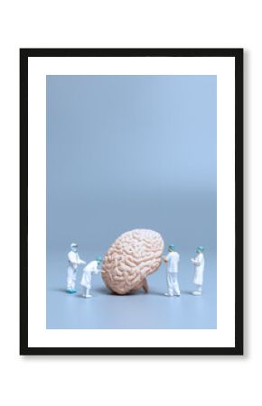 Miniature Doctor checking and analysis alzheimer's disease and dementia of brain, Science and medicine concept