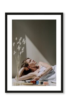 Relaxed woman enjoying skin care procedure