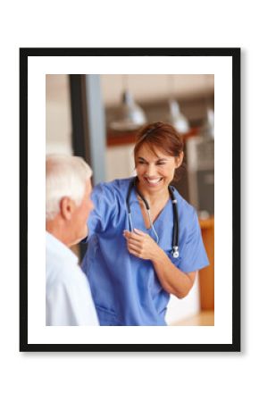 Shes got an excellent bedside manner. Cropped shot of a female nurse checking on her senior patient.