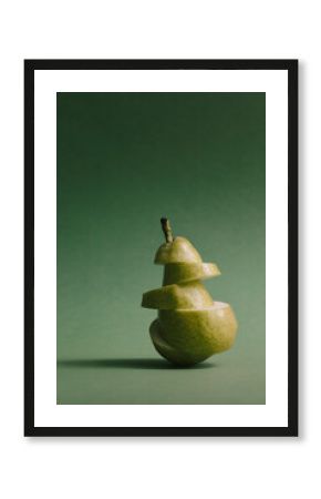 A Green Pear On Green Background