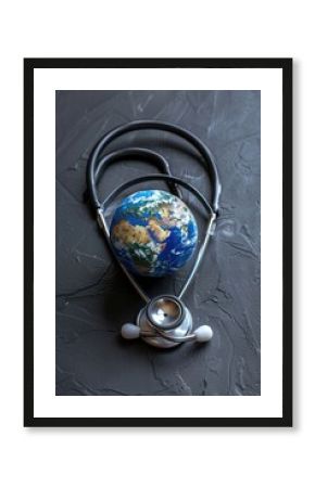 A stethoscope with a globe on top. Great for medical and global health concepts