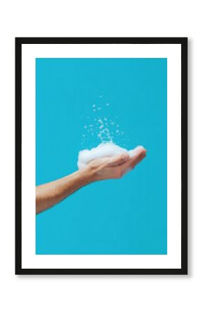 Person washing hands with soap, representing personal hygiene