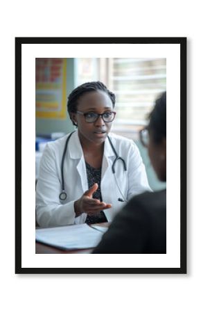 Doctor discussing treatment with patient during consultation