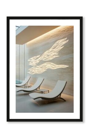 Modern Lounge Chairs with LED Wall Art in Spa