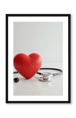 Ornate Red Heart with Stethoscope: A Medical Still Life