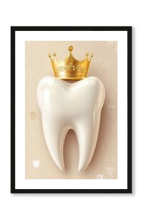 A tooth with a crown, symbolizing dental health and care