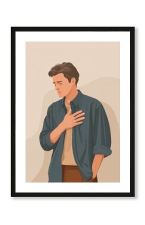 Common Silent Male Health Symptoms Explored Through an Informative Infographic Depicting Male Figure in Distress