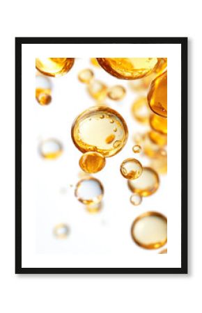 Hyaluronic acid skincare serum beauty concept molecules close up macro detail against white bright background. Cosmetic nourishing product.
