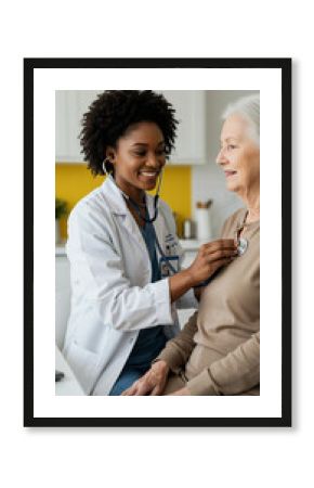 Doctor's Care: Attentive Check-up for Senior Woman at Home   Compassionate Healthcare, Patient Well-being, Medical Expertise