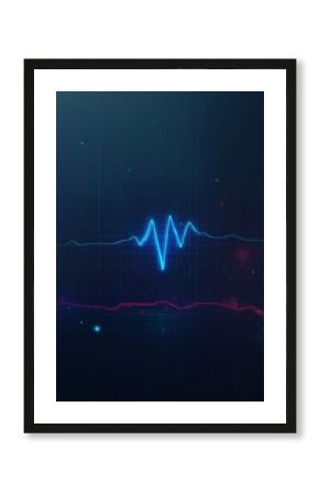 Blue EKG Lifeline on Dark Grid Background Vector Illustration of Healthcare and Medical Data