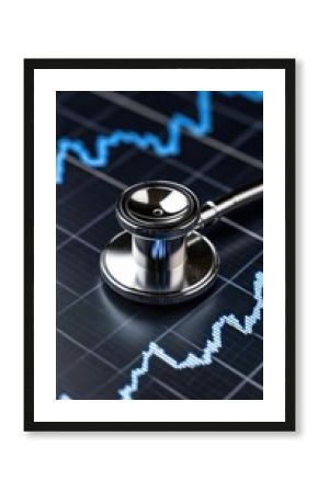 A stethoscope on a financial chart, symbolizing the connection between health and economy.