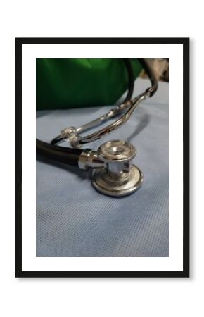close up of a stethoscope on a blue background