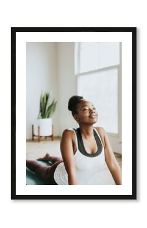 Yoga instructor at a minimal studio