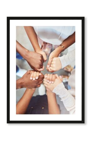 Support, prayer and trust with people holding hands in counseling for mental health, wellness or teamwork. Worship, hope and community group therapy for help, solidarity or spiritual faith from above