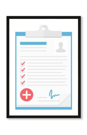 Clipboard with medical report, health insurance