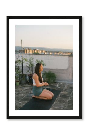 Group rooftop yoga class