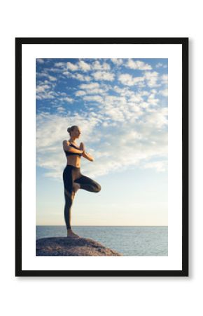 caucasian fitness woman practicing yoga