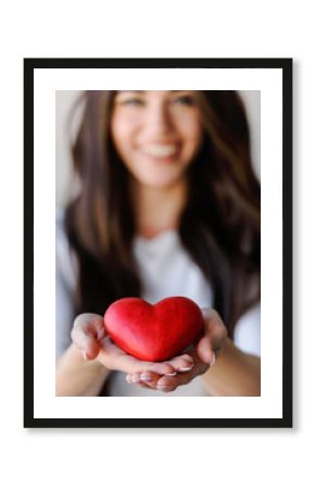 Red Heart on Woman's Palms. Womans love, Valentines day.