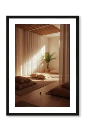 Meditation room zen space yoga studio interior design relaxation mindfulness wellness retreat spa center