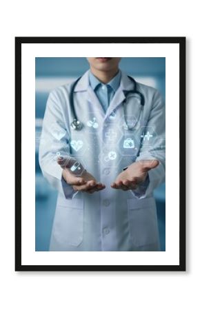 Doctor presenting modern medical healthcare technology and digital health solutions concept