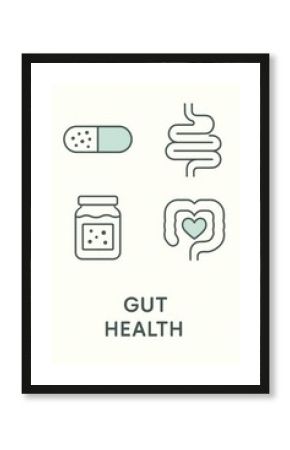 Gut health vector illustration symbolizing probiotics supplements and intestinal well being and care
