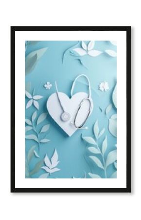 Paper cut, heart health, family health insurance concept, World Heart Day, World Health Day
