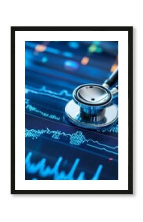 Closeup of stethoscope on medical data