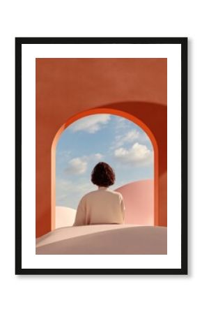 Mindful Minimalism Serene Architectural Wellness Journey Through Soft Terracotta Archways - Contemplative Lifestyle and Mental Health Content