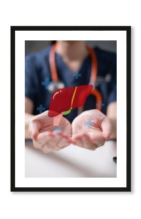 Doctor holding liver transplant cancer disease health alcoholic fat hepatitis medicine care concept