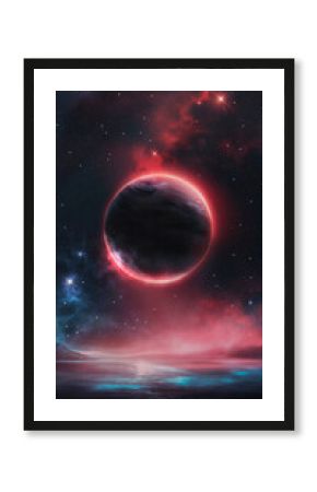 Abstract fantastic space of the universe. Space background with nebula and stars. Dark space background with an unknown planet, flashes of light in space. 3d illustration