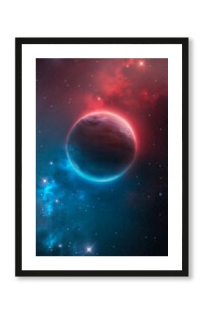 Abstract fantastic space of the universe. Space background with nebula and stars. Dark space background with an unknown planet, flashes of light in space. 3d illustration