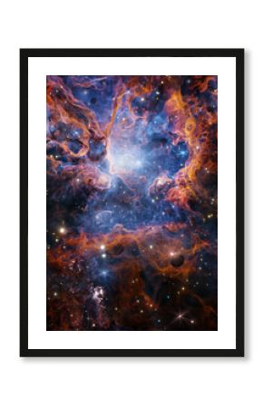 Nebula in outer space, planets and galaxy