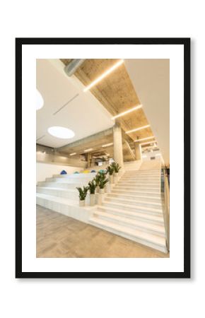 Interior of big office space hallway